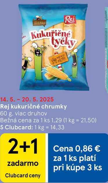 Rej Kukuřičné tyčky, 60 g