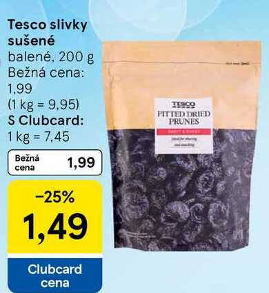 Tesco slivky sušené, 200 g 