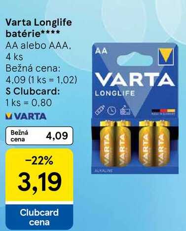 Varta Longlife batérie, 4 ks