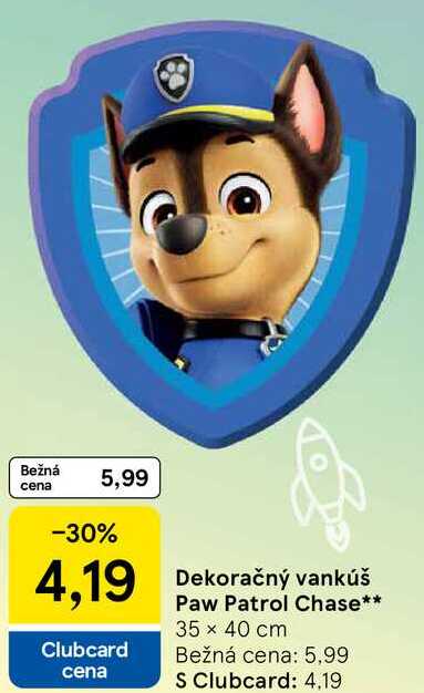 Dekoračný vankúš Paw Patrol Chase