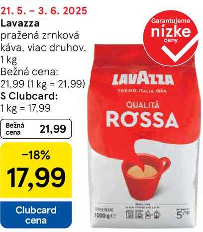 Lavazza pražená zrnková káva, 1 kg