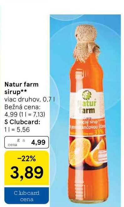 Natur farm sirup, 0,7 l