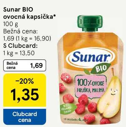 Sunar BIO ovocná kapsička, 100 g