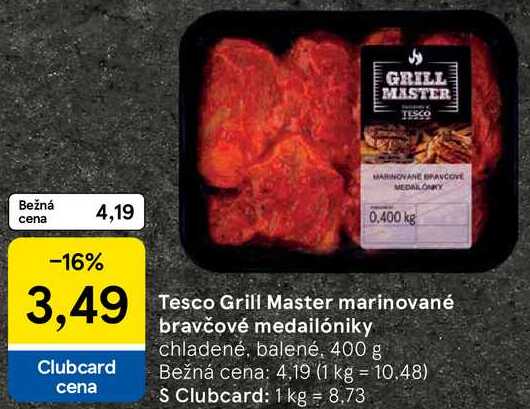 Tesco Grill Master marinované bravčové medailóniky, 400 g