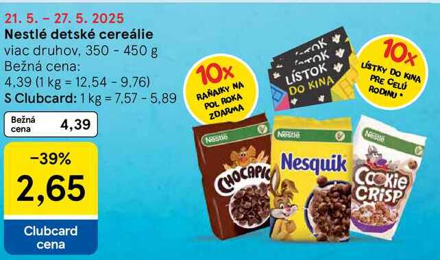 Nestlé detské cereálie, 350 - 450 g 