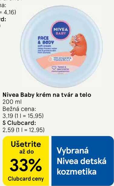 Nivea Baby krém na tvár a telo, 200 ml