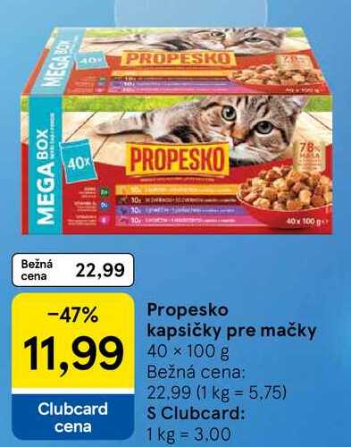 Propesko kapsičky pre mačky, 40x 100 g 