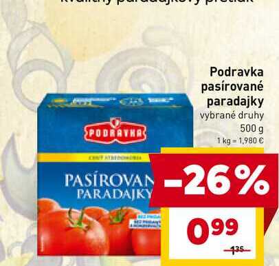 Podravka pasírované paradajky vybrané druhy 500 g