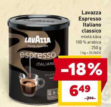Lavazza Espresso Italiano classico mletá káva 100% arabica 250 g