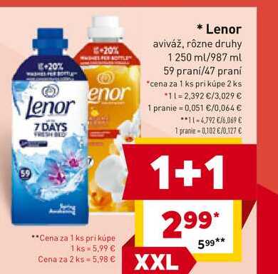 Lenor aviváž, rôzne druhy 1 250 ml 59 praní