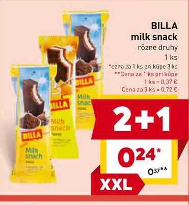 BILLA milk snack alk rôzne druhy 1 ks 