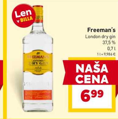Freeman's London dry gin 37,5% 0,7l
