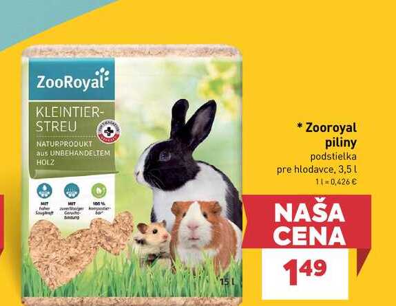 Zooroyal piliny podstielka pre hlodavce, 3,5l