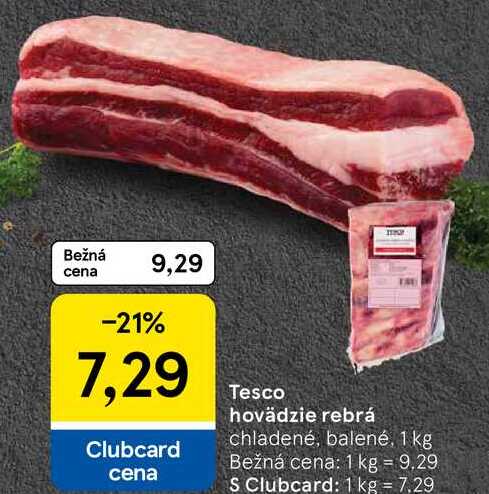 Tesco hovädzie rebrá, 1 kg 