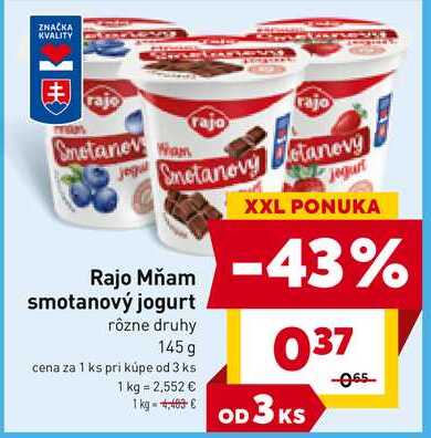 Rajo Mňam Smotanový jogurt 145 g