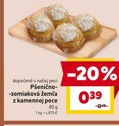 Pšenično-zemiaková žemľa z kamennej pece 80 g