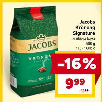 Jacobs Krönung Signature zrnková káva 500 g 