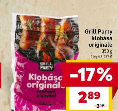 Grill Party klobása originále 350 g 
