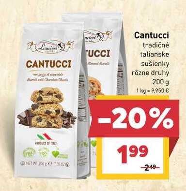 CANTUCCI talianske sušienky rôzne druhy 200 g 