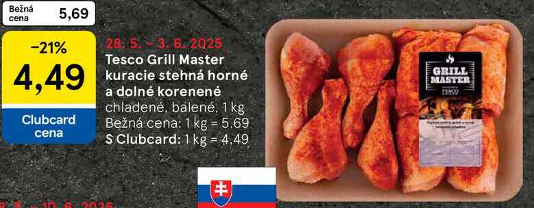 Tesco Grill Master kuracie stehná horné a dolné korenené, 1 kg