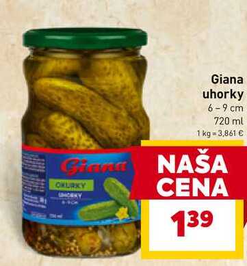 Giana uhorky 6-9 cm 720 ml 
