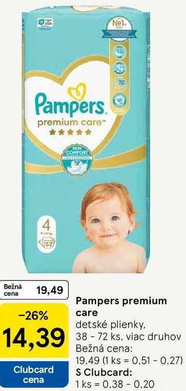Pampers premium care, 38-72 ks