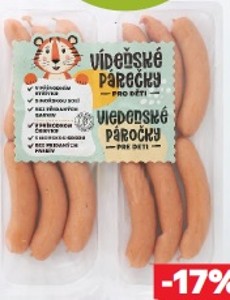 Kostelecké uzeniny Viedenské párky pre deti