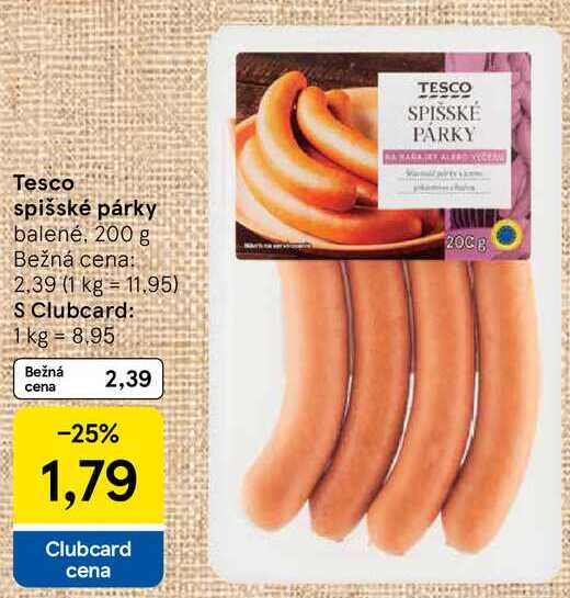 Tesco spišské párky, 200 g 