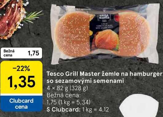 Tesco Grill Master žemle na hamburger so sezamovými semenami, 4x 82 g 