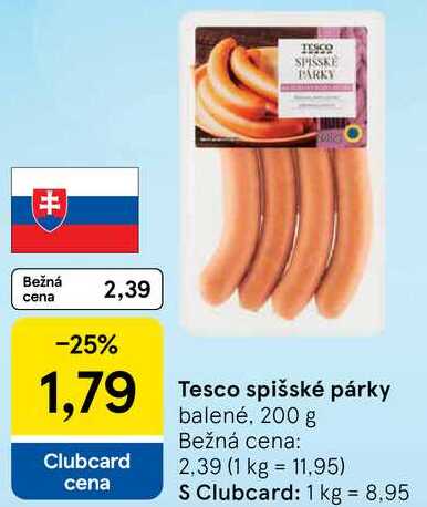 Tesco spišské párky, 200 g