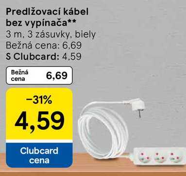 Predlžovací kábel bez vypínača