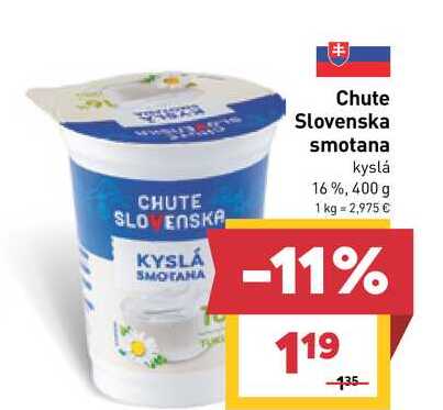 Chute Slovenska smotana kyslá 16%, 400 g 