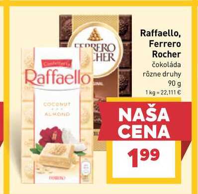 Raffaello, Ferrero Rocher čokoláda rôzne druhy 90 g