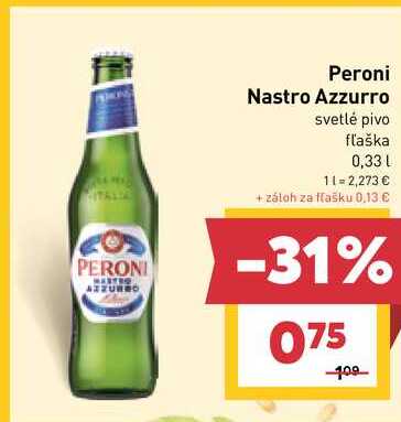Peroni Nastro Azzurro svetlé pivo fľaška 0,33l