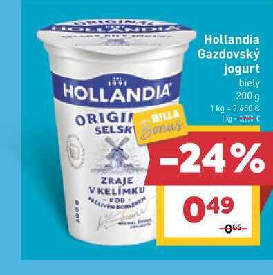 Hollandia Gazdovský jogurt biely 200 g  v akcii