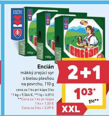Encián mäkký zrejúci syr s bielou plesňou na povrchu, 110 g 