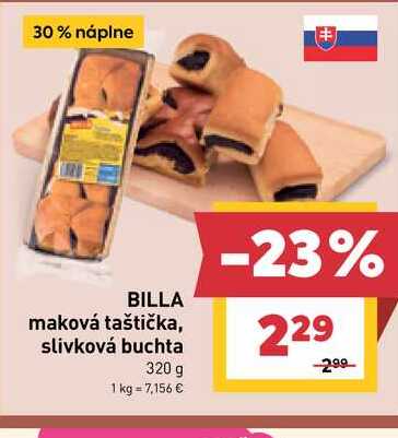 BILLA maková taštička, slivková buchta 320 g 
