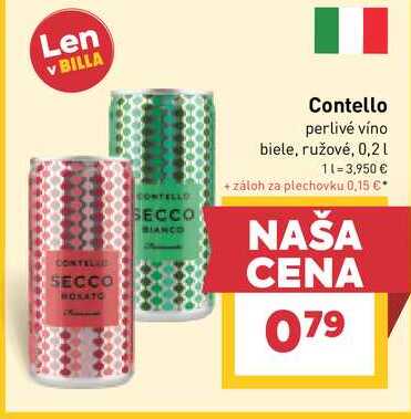 Contello perlivé víno biele, ružové, 0,2l
