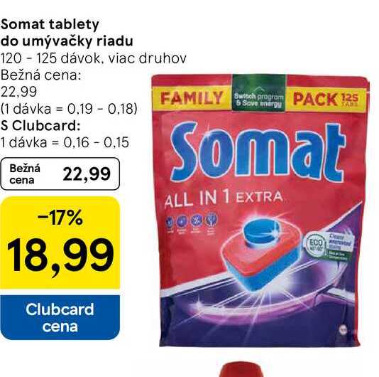 Somat tablety do umývačky riadu 120 - 125 dávok, viac druhov