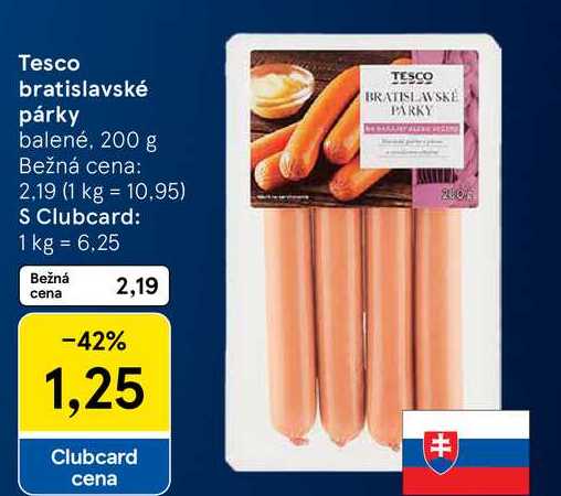 Tesco bratislavské párky balené, 200 g