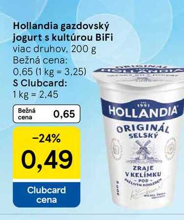 Hollandia gazdovský jogurt s kultúrou BiFi viac druhov, 200 g v akcii