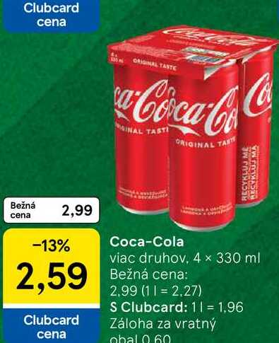Coca-Cola viac druhov, 4 x 330 ml
