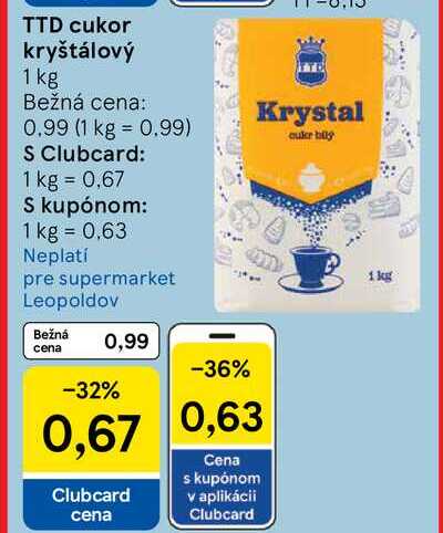 TTD cukor kryštálový 1 kg  v akcii
