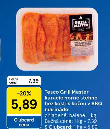 Grill Master kuracie horné stehno bez kosti s kožou v BBQ chladené, balené, 1 kg  