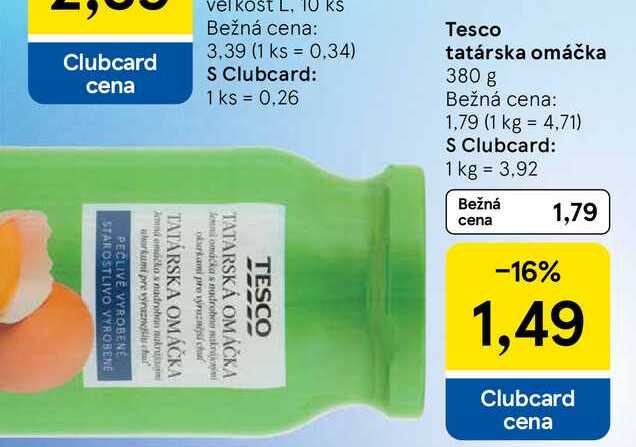 Tesco tatárska omáčka 380 g