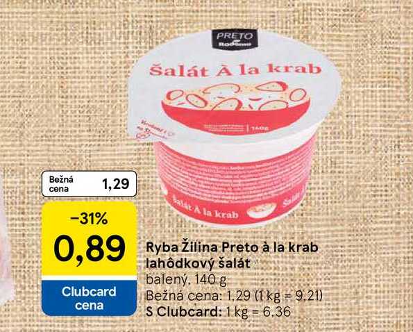 Ryba Žilina Preto à la krab lahôdkový šalát balený, 140 g 
