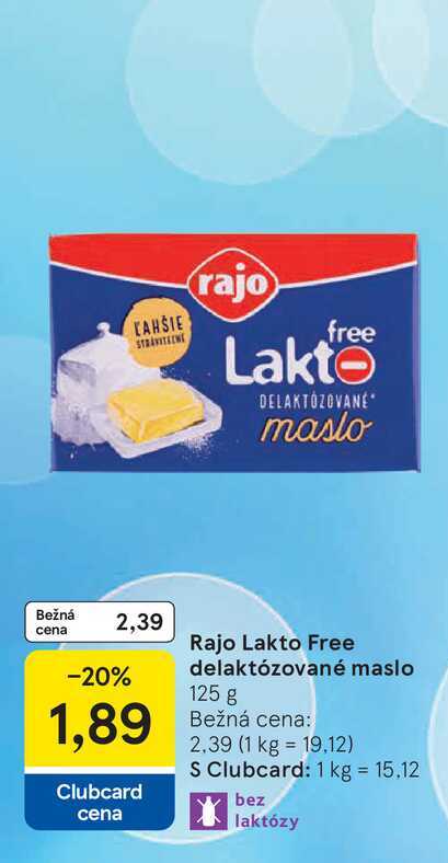 Rajo Lakto Free delaktózované maslo 125 g 