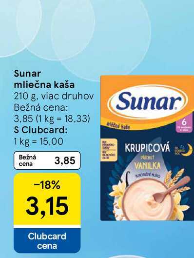 Sunar mliečna kaša 210 g