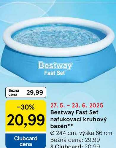 Bestway Fast Set nafukovací kruhový bazén Ø 244 cm, výška 66 cm