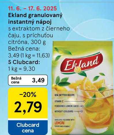 Ekland granulovaný instantný nápoj s extraktom z čierneho čaju, s príchuťou citróna, 300 g 